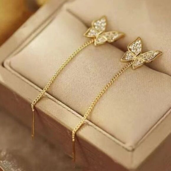 Butterfly Threader Earrings - Picture 4 of 7